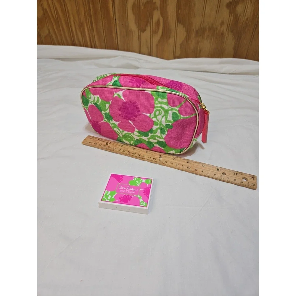 Lilly Pulitzer Estee Lauder Makeup Cosmetic Bag Case Make Up Pouch Zip Pink NEW